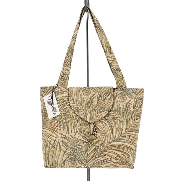 NEW SURUCHI Vintage 90s Dead Stock Palm Print Made in USA Tote Bag Tropical - Picture 1 of 10